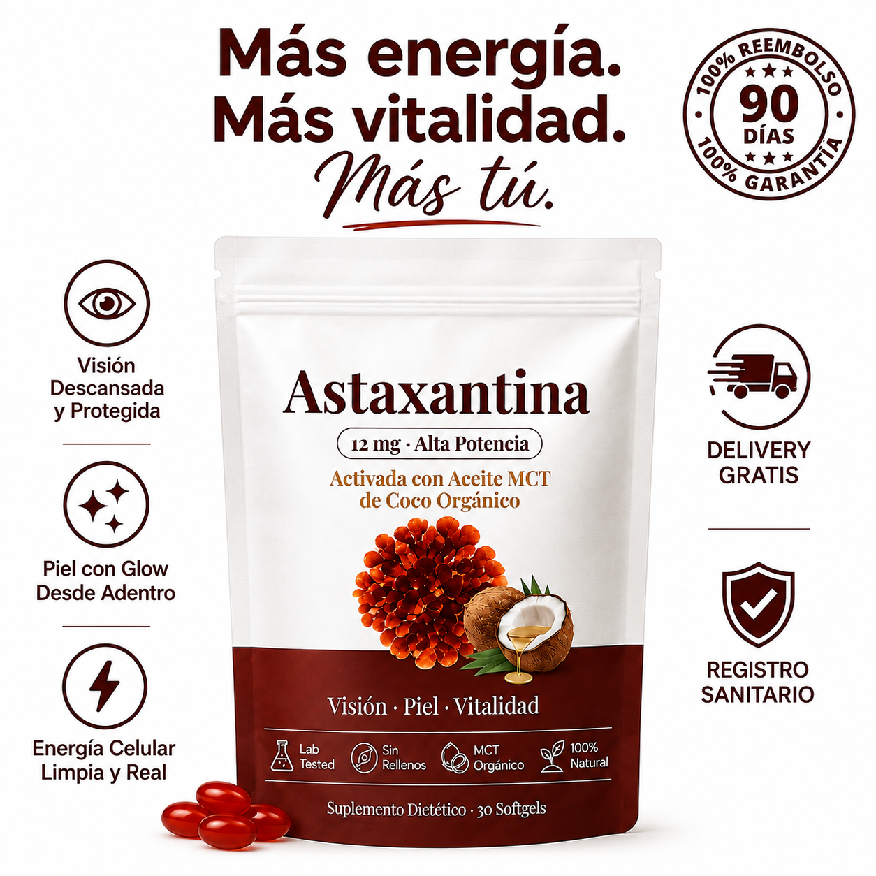 ASTAXANTINA | Antioxidante potente para una vida más joven en 30 días